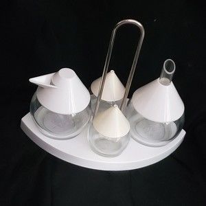 Salt & Pepper Shakers, Creamer, Sugar Set Mid Century Conical Shaped BMF Germany